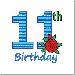 11th Floral - 11th Birthday - Flower - Floral - Birthday Party gift Posters and Art